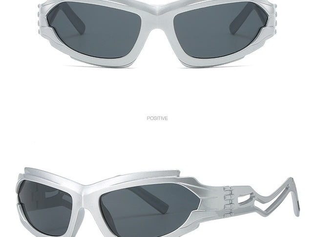 Futuristic Sports Wrap Man Sunglasses - Bold Silvery Frames with UV Protection