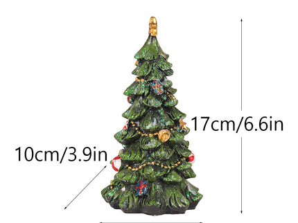 Christmas Tree Figurine - Festive Resin Decoration with Ornaments, 17cm Holiday Decor