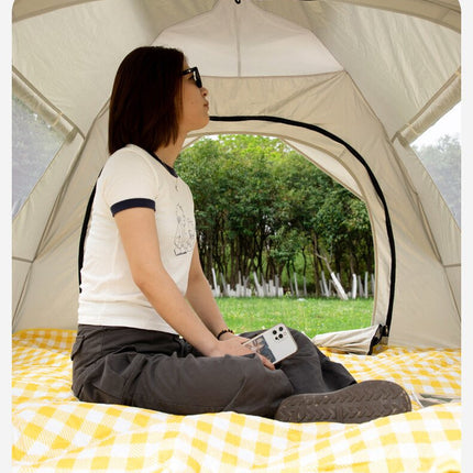 Blue 3-4 Person Lightweight Camping Tent (210*200*135cm) | UV Protection Silver Coated, Dual Doors & Windows