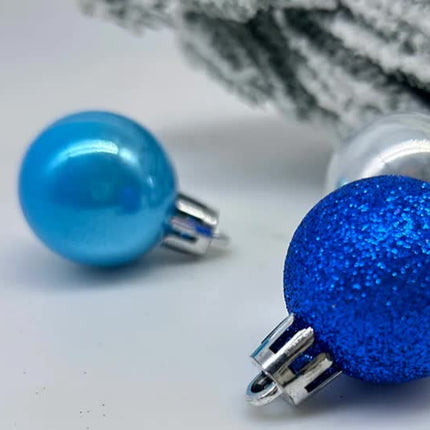 49-Piece Christmas Ornament Set - 3cm Blue, Silver Baubles for Christmas Tree Decoration