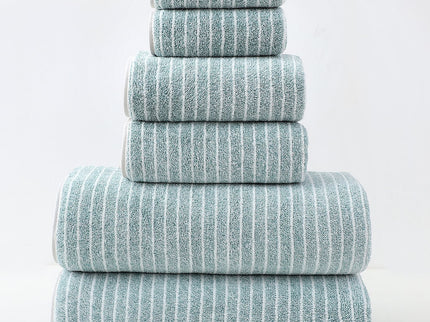 Luxury Cotton Striped Towel Set - 6 Piece Set (2 Hand Towels, 2 Bath Towels, 2 Washcloths), Ultra Soft and Absorbent  (Green)