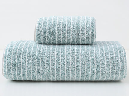Luxury Cotton Striped Towel Set - 6 Piece Set (2 Hand Towels, 2 Bath Towels, 2 Washcloths), Ultra Soft and Absorbent  (Green)