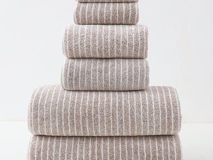 Luxury Cotton Striped Towel Set - 6 Piece Set (2 Hand Towels, 2 Bath Towels, 2 Washcloths), Ultra Soft and Absorbent  (Brown)