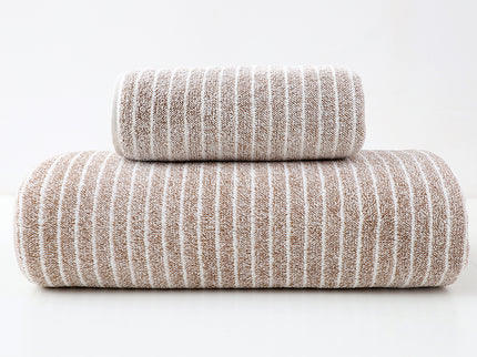 Luxury Cotton Striped Towel Set - 6 Piece Set (2 Hand Towels, 2 Bath Towels, 2 Washcloths), Ultra Soft and Absorbent  (Brown)