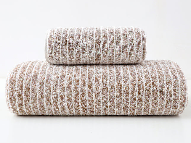 Luxury Cotton Striped Towel Set - 6 Piece Set (2 Hand Towels, 2 Bath Towels, 2 Washcloths), Ultra Soft and Absorbent  (Brown)
