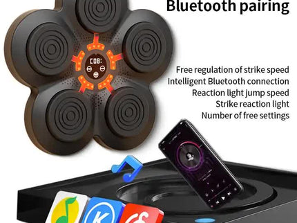 Smart Interactive Boxing Target Wall Pad with Boxing Gloves for Adult - LED Training Board with Bluetooth Music and Adjustable Speed