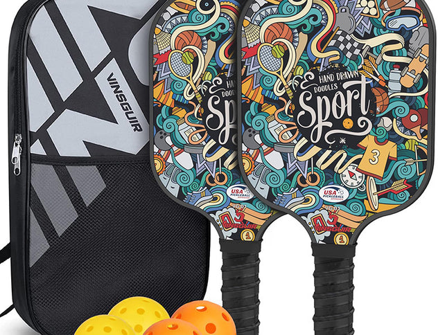 Graffiti Model Fiberglass Pickleball Paddle Set - Vibrant Design for Enhanced Gameplay