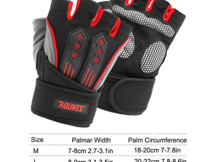 XL Red Fingerless Workout Gloves with Wrist Support - Non-Slip, Breathable Gym Gloves for Weightlifting and Cycling