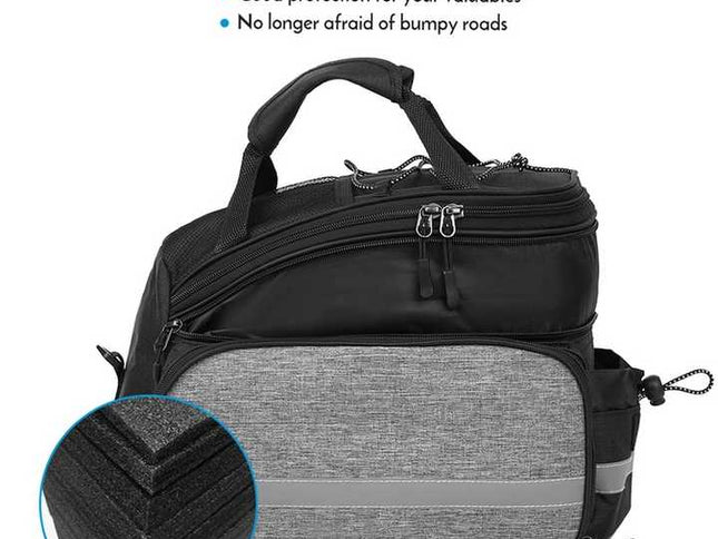Black Insulated Bike Rear Rack Bag - Waterproof Storage Bag with Soft PE Padding for Cycling