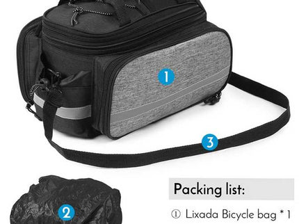 Black Insulated Bike Rear Rack Bag - Waterproof Storage Bag with Soft PE Padding for Cycling