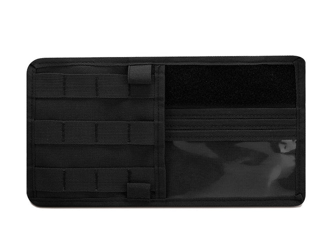 Black Car Sun Visor Organizer - Tactical Molle Storage Panel with Multi-Pocket Design