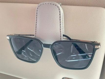 2pcs Grey Car Sun Visor Glasses Holder - Universal Sunglasses Clip for Secure Storage