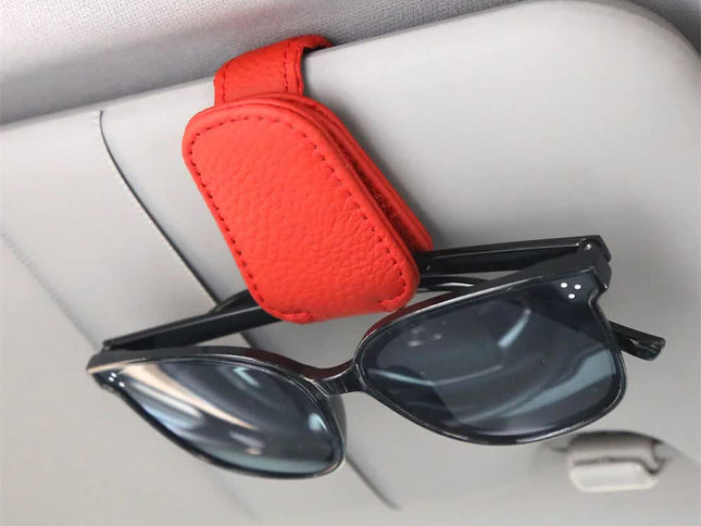 2pcs Red Car Sun Visor Glasses Holder - Universal Sunglasses Clip for Secure Storage