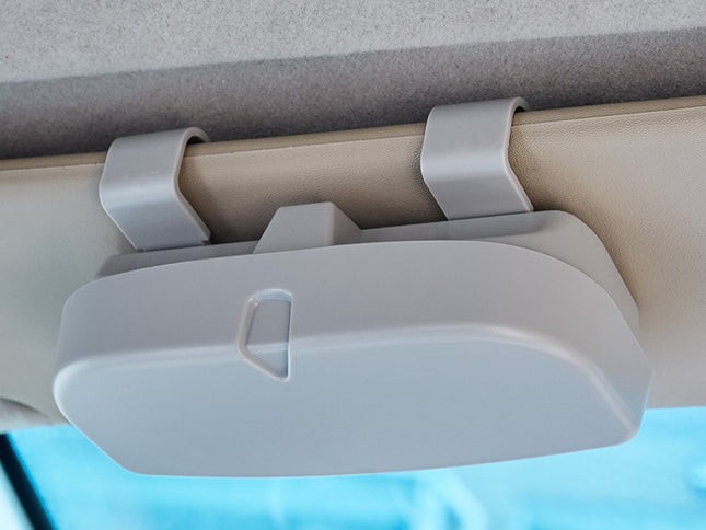 Grey Car Sun Visor Glasses Case - Protective Storage Box for Sunglasses