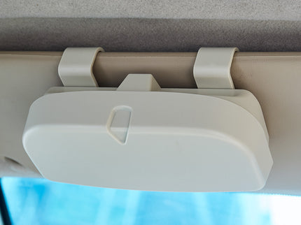 Beige Car Sun Visor Glasses Case - Protective Storage Box for Sunglasses