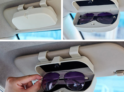 Black Car Sun Visor Glasses Case - Protective Storage Box for Sunglasses