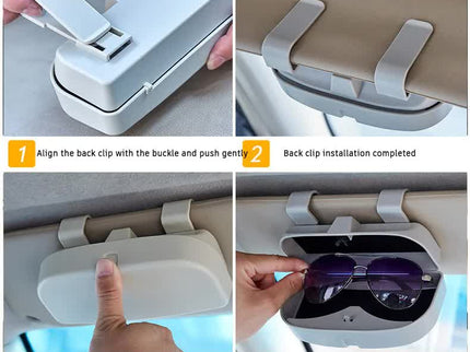 Black Car Sun Visor Glasses Case - Protective Storage Box for Sunglasses