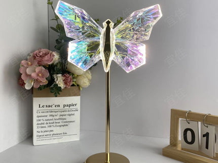 Muliticolor Butterfly LED Night Light - Creative Crystal Design for Ambient Lighting