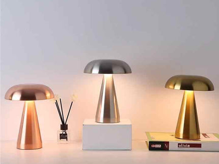 Rose Red Modern Mushroom Table Lamp - Minimalist Metal Design for Home and Office