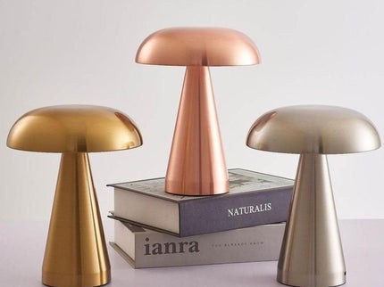 Rose Red Modern Mushroom Table Lamp - Minimalist Metal Design for Home and Office