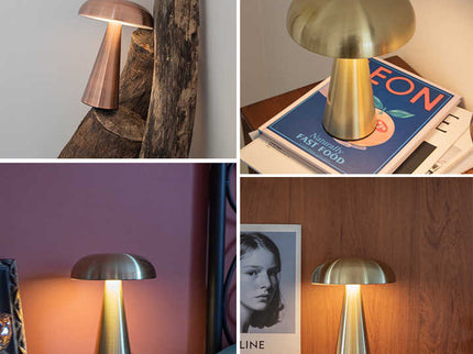 Rose Red Modern Mushroom Table Lamp - Minimalist Metal Design for Home and Office