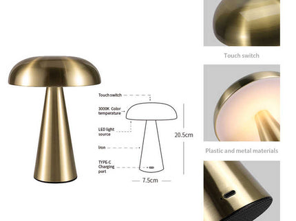 Rose Red Modern Mushroom Table Lamp - Minimalist Metal Design for Home and Office
