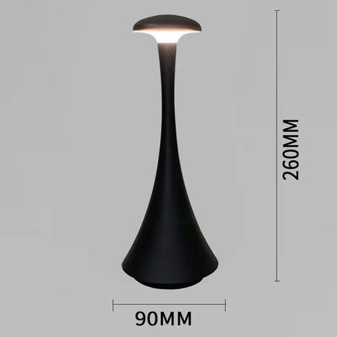 Black Modern Minimalist LED Mushroom Lamp - Touch Control Rechargeable Night Light