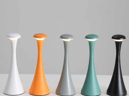 Orange Modern Minimalist LED Mushroom Lamp - Touch Control Rechargeable Night Light
