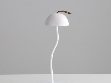 Smooth White Lamp Cap Elegant Curved Stem Mushroom Desk Lamp - Adjustable LED Table Light