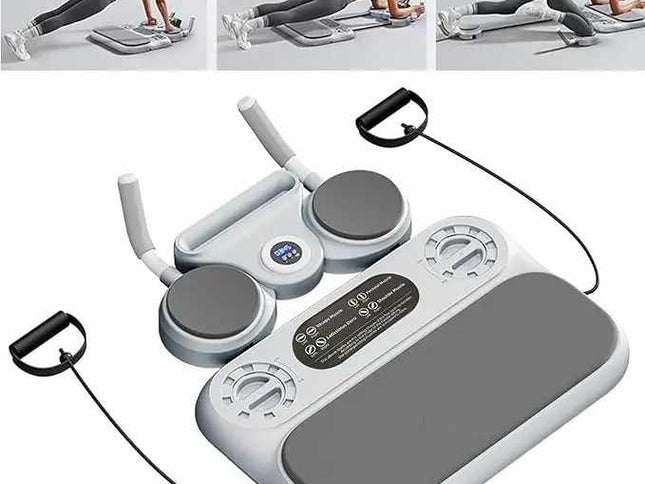 Grey 6-in-1 Multifunctional Fitness Board ‚Äì Ab Wheel, Automatic Rebound, Fat Burning and Core Strengthening Home Workout Equipment