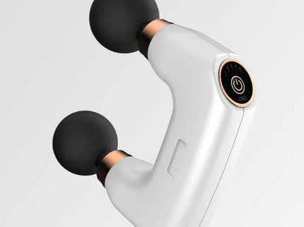 White Dual-Head Mini Massage Gun - Portable Professional Muscle Relaxation Device with 5-Speed Adjustment for Deep Tissue Recovery and Pain Relief