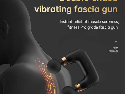 White Dual-Head Mini Massage Gun - Portable Professional Muscle Relaxation Device with 5-Speed Adjustment for Deep Tissue Recovery and Pain Relief