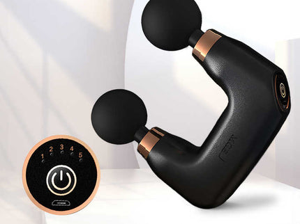 White Dual-Head Mini Massage Gun - Portable Professional Muscle Relaxation Device with 5-Speed Adjustment for Deep Tissue Recovery and Pain Relief