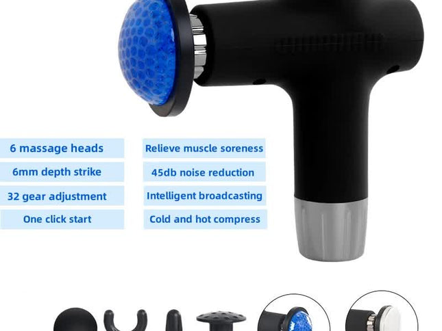 Black Mini 4-Head Deep Tissue Massage Gun ‚Äö√Ñ√¨ Portable Wireless Fascia Gun for Muscle Relaxation with Cold & Heat Therapy, LCD Display