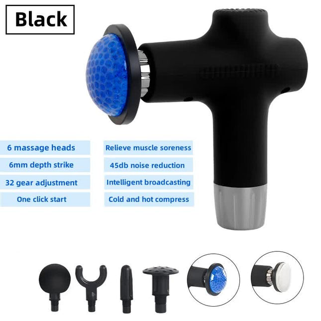 Black Mini 4-Head Deep Tissue Massage Gun ‚Äö√Ñ√∂‚àö√ë‚àö¬® Portable Wireless Fascia Gun for Muscle Relaxation with Cold & Heat Therapy, LCD Display