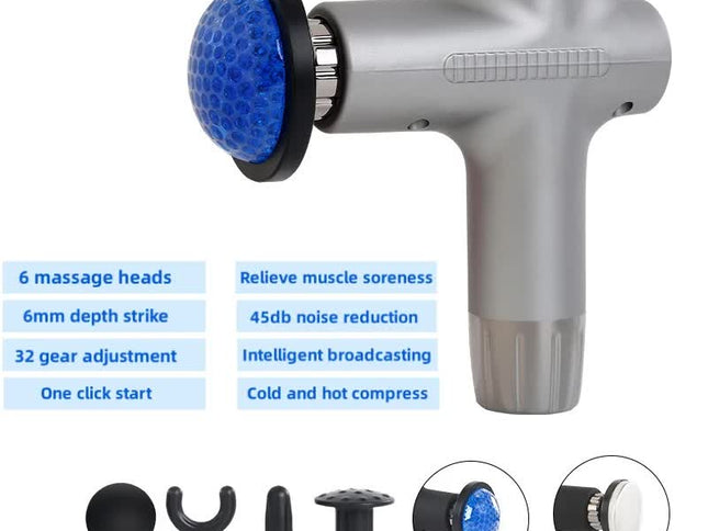 Sliver Mini 4-Head Deep Tissue Massage Gun - Portable Wireless Fascia Gun for Muscle Relaxation with Cold & Heat Therapy, LCD Display