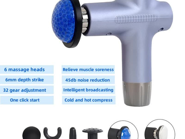 Purple Mini 4-Head Deep Tissue Massage Gun - Portable Wireless Fascia Gun for Muscle Relaxation with Cold & Heat Therapy, LCD Display