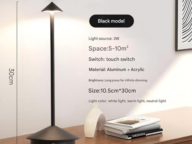 Black Modern Minimalist Aluminum LED Mushroom Night Light - Creative Bedside Atmosphere Lamp for Dining Room and Bedroom