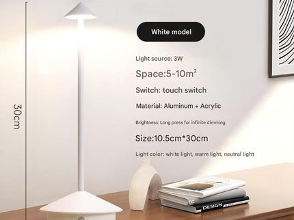 White Modern Minimalist Aluminum LED Mushroom Night Light - Creative Bedside Atmosphere Lamp for Dining Room and Bedroom