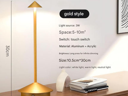Gold Modern Minimalist Aluminum LED Mushroom Night Light - Creative Bedside Atmosphere Lamp for Dining Room and Bedroom