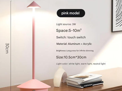 Pink Modern Minimalist Aluminum LED Mushroom Night Light - Creative Bedside Atmosphere Lamp for Dining Room and Bedroom