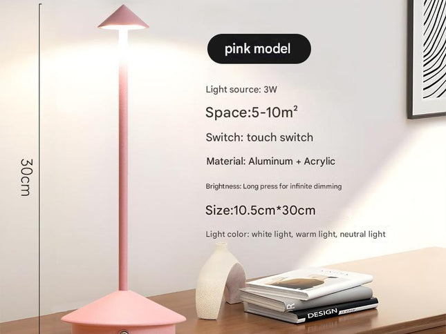 Pink Modern Minimalist Aluminum LED Mushroom Night Light - Creative Bedside Atmosphere Lamp for Dining Room and Bedroom