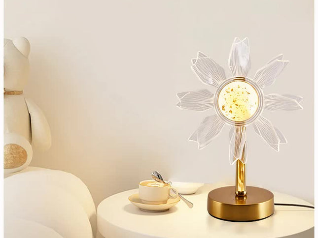 windmill Shape Luxury Acrylic Table Lamp - Modern USB Powered Night Light | Decorative Atmosphere Lamp for Bedroom, Living Room, and Bedside | Compact Design with 3 Color Temperatures