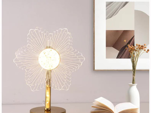 Flower Shape Luxury Acrylic Table Lamp - Modern USB Powered Night Light | Decorative Atmosphere Lamp for Bedroom, Living Room, and Bedside | Compact Design with 3 Color Temperatures