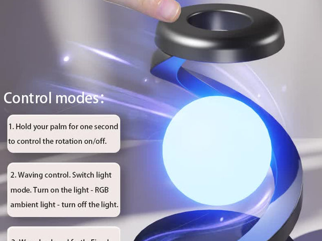 White 360¬¨‚àû Rotating Floating Night Light - Wireless Charging Table Lamp | 7-Color RGB Atmosphere Light | USB Rechargeable for Bedroom, Bedside, Desk, Camping, and Party D‚àö¬©cor