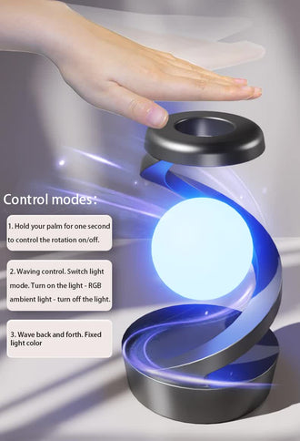 White 360¬∞ Rotating Floating Night Light - Wireless Charging Table Lamp | 7-Color RGB Atmosphere Light | USB Rechargeable for Bedroom, Bedside, Desk, Camping, and Party D√©cor