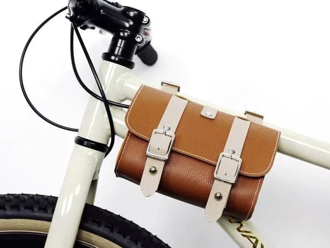 Brown Vintage Bicycle Handlebar Bag ‚Äö√Ñ√¨ Universal Front & Rear Bike Accessory for Commuting and Cycling