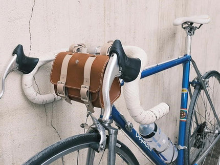 Brown Vintage Bicycle Handlebar Bag ‚Äö√Ñ√¨ Universal Front & Rear Bike Accessory for Commuting and Cycling