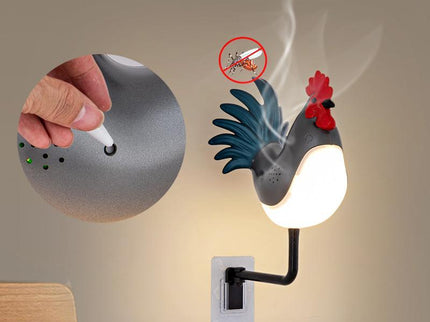 Silver USB Rechargeable Rooster Wall Lamp with Sound, Aromatherapy, and Decorative Design - Creative Nightlight for Bedroom and Corridor