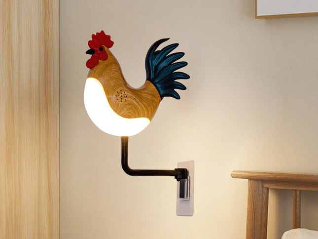 Yellow USB Rechargeable Rooster Wall Lamp with Sound, Aromatherapy, and Decorative Design - Creative Nightlight for Bedroom and Corridor